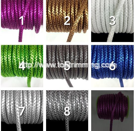 2 Yards Of 10MM Round braided leather Cord Thick synthetic leather cording,  Choose from 9 Colors