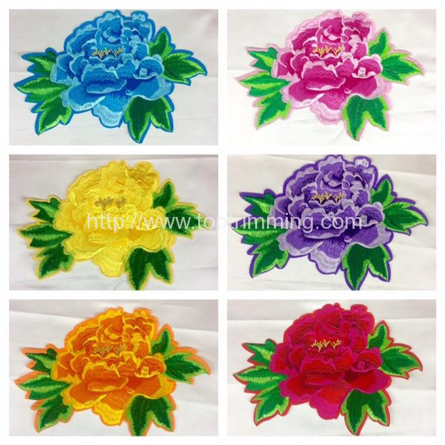 Extra Large Flower Embroidered Flower leaf Patch Orange and Golden Yellow  Iron On Patch Price Per Piece